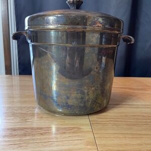 Vintage International Silver Company Ice Bucket‎ With Lid Silverplate Handles